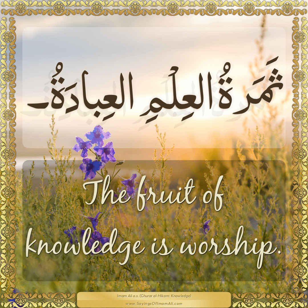 The fruit of knowledge is worship.